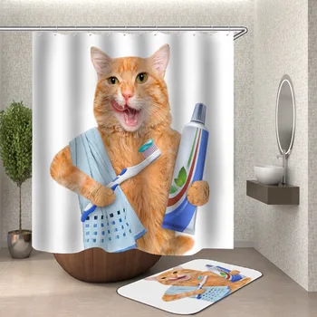 2023 Нова Завеса за душ с принтом котка Kawai, полиестерна водоустойчив плат, завеси за душ, душ завеса за банята, Забавно завеса за душ