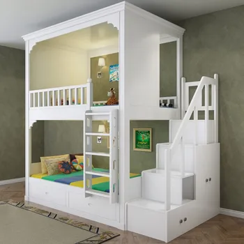 Легло за деца Момчета с стълбите шкаф за детска спалня с двойно легло