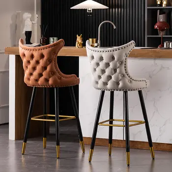 Луксозни бар столове от американската кърпа за кухня, Модерен минималистичен бар стол с облегалка, Креативен Дизайнерски Домакински Високо столче